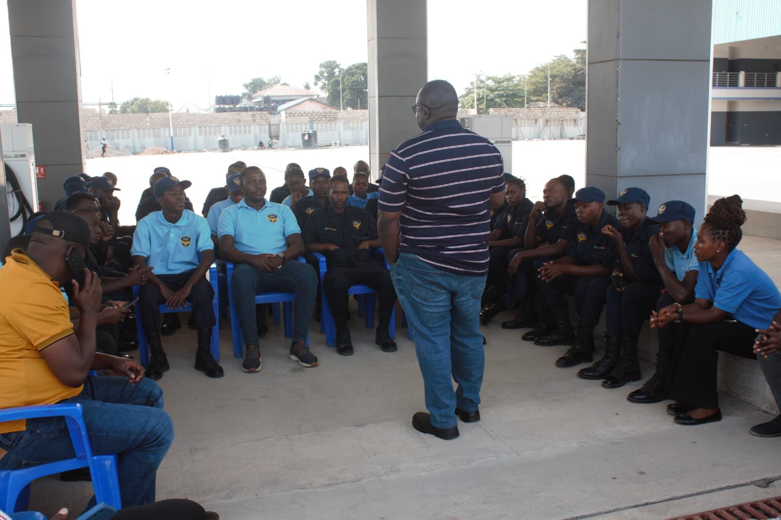 HKB officers assembled on the BRT depot apron
