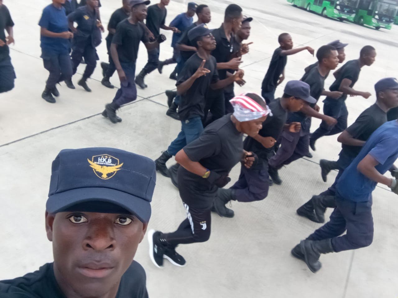 HKB team on a running drill during training